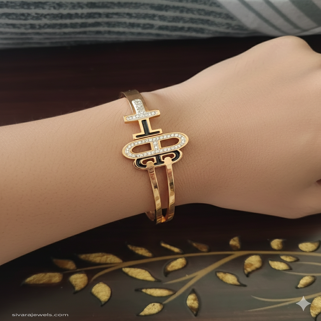SIVARA Designer Key Motif Bracelet | Gold Anti-Tarnish Daily wear