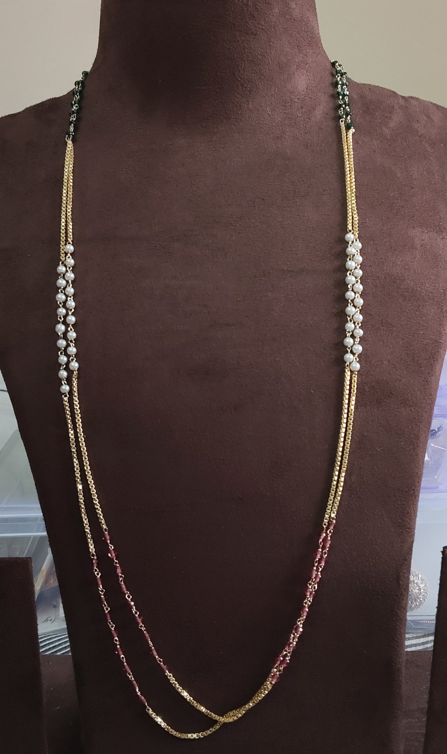 SIVARA 'Mughal Cascade' Pearl Mala | Ethnic Gold-Tone | Long Statement Piece