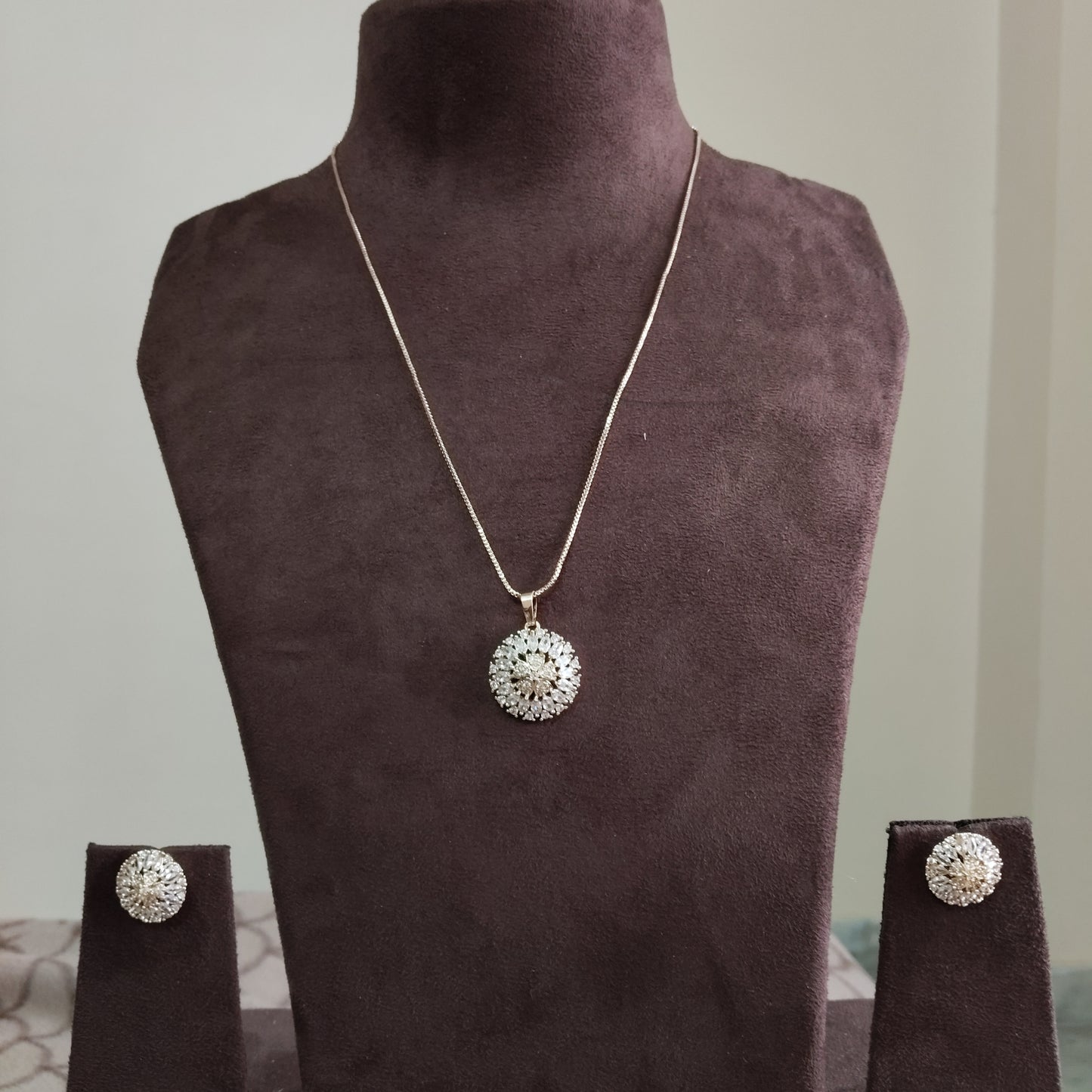 SIVARA Solitaire Stone-Studded Real Looking Pendant Set with Earrings | Stylish Ethnic Jewelry