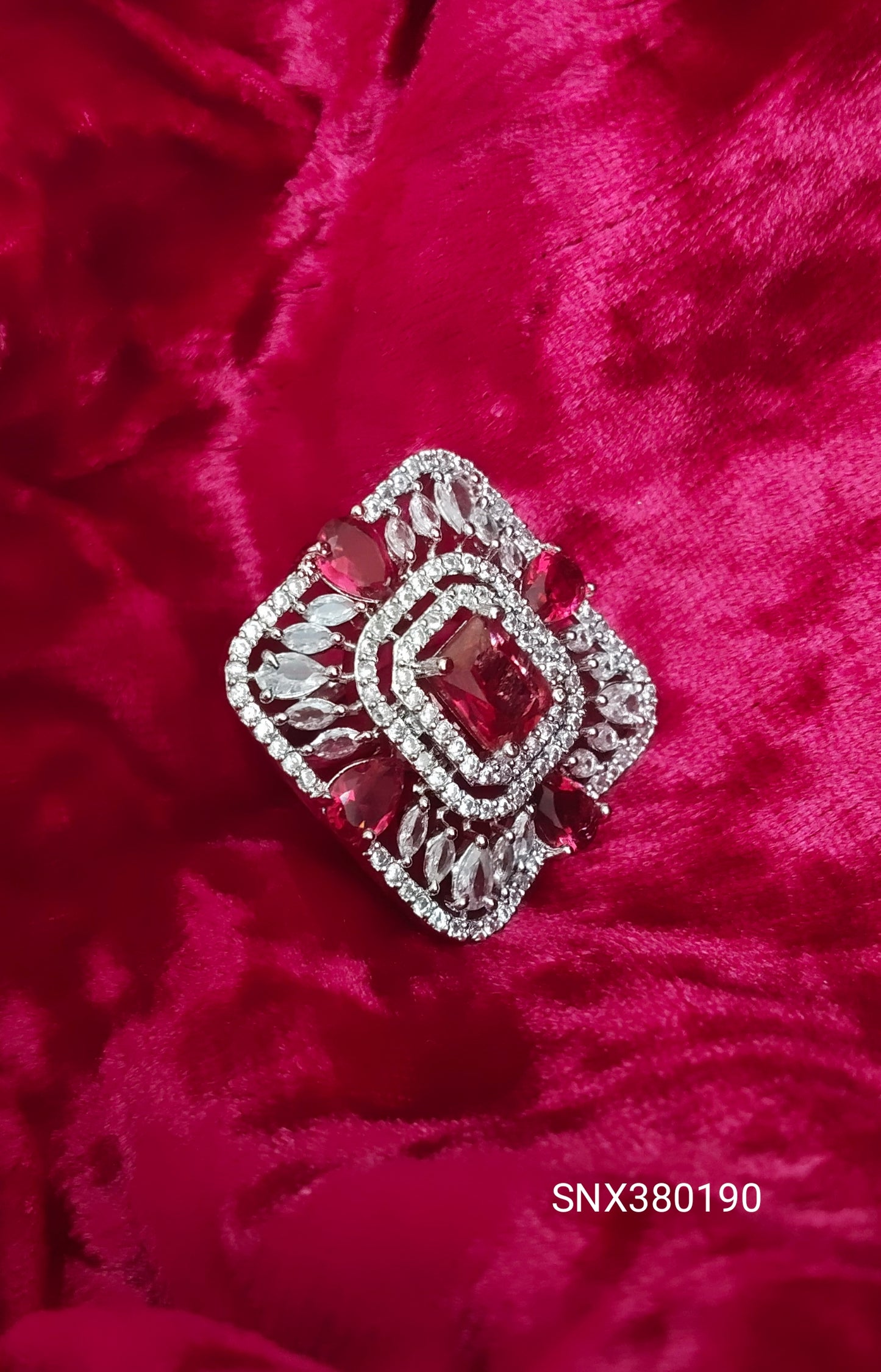 SIVARA Scarlet Sovereign Statement Ring | Heritage Ember Luxe Ring | Adjustable