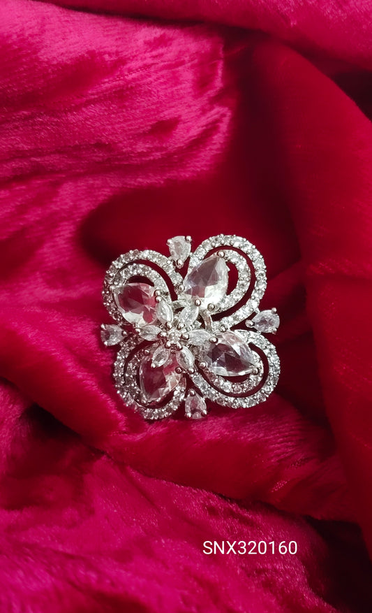 SIVARA Crystalline Whimsy Bloom Ring | Luxe Floral Cocktail Statement | Adjustable