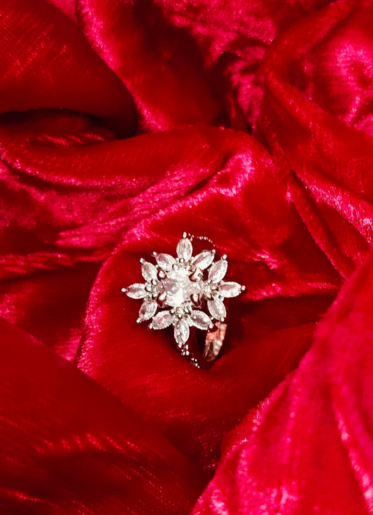 SIVARA Floral CZ Cocktail Ring for Women | Real Look Adjustable Jewelry