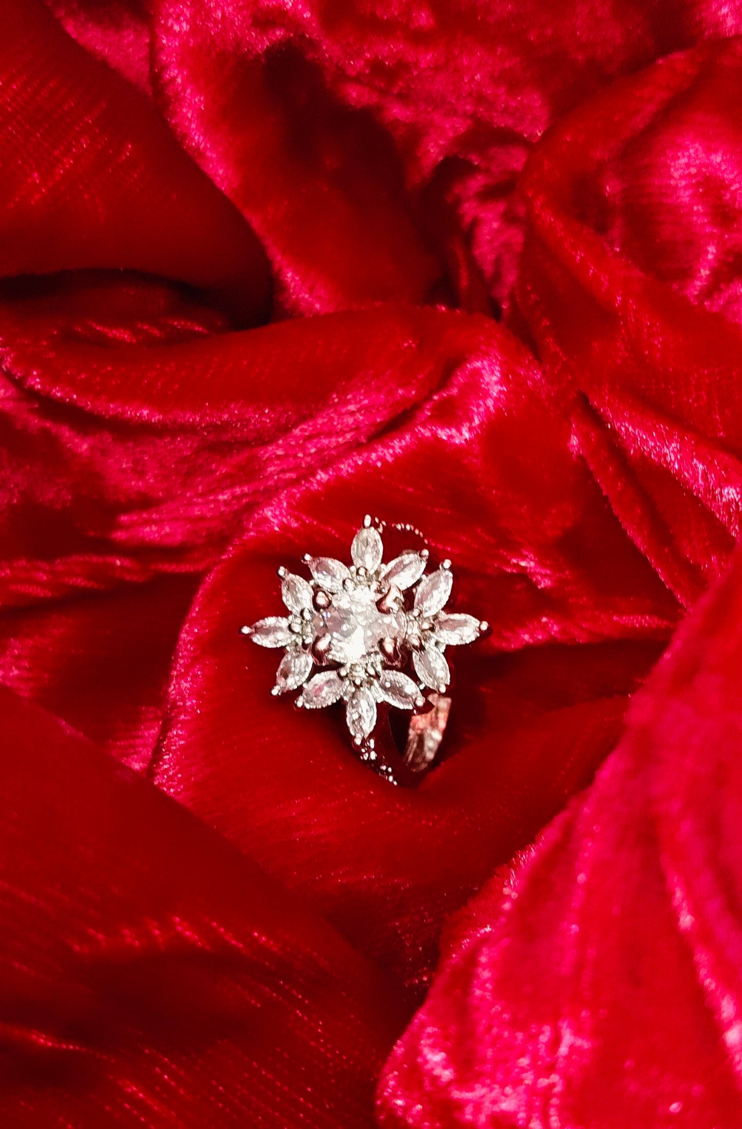 SIVARA Floral CZ Cocktail Ring for Women | Real Look Adjustable Jewelry