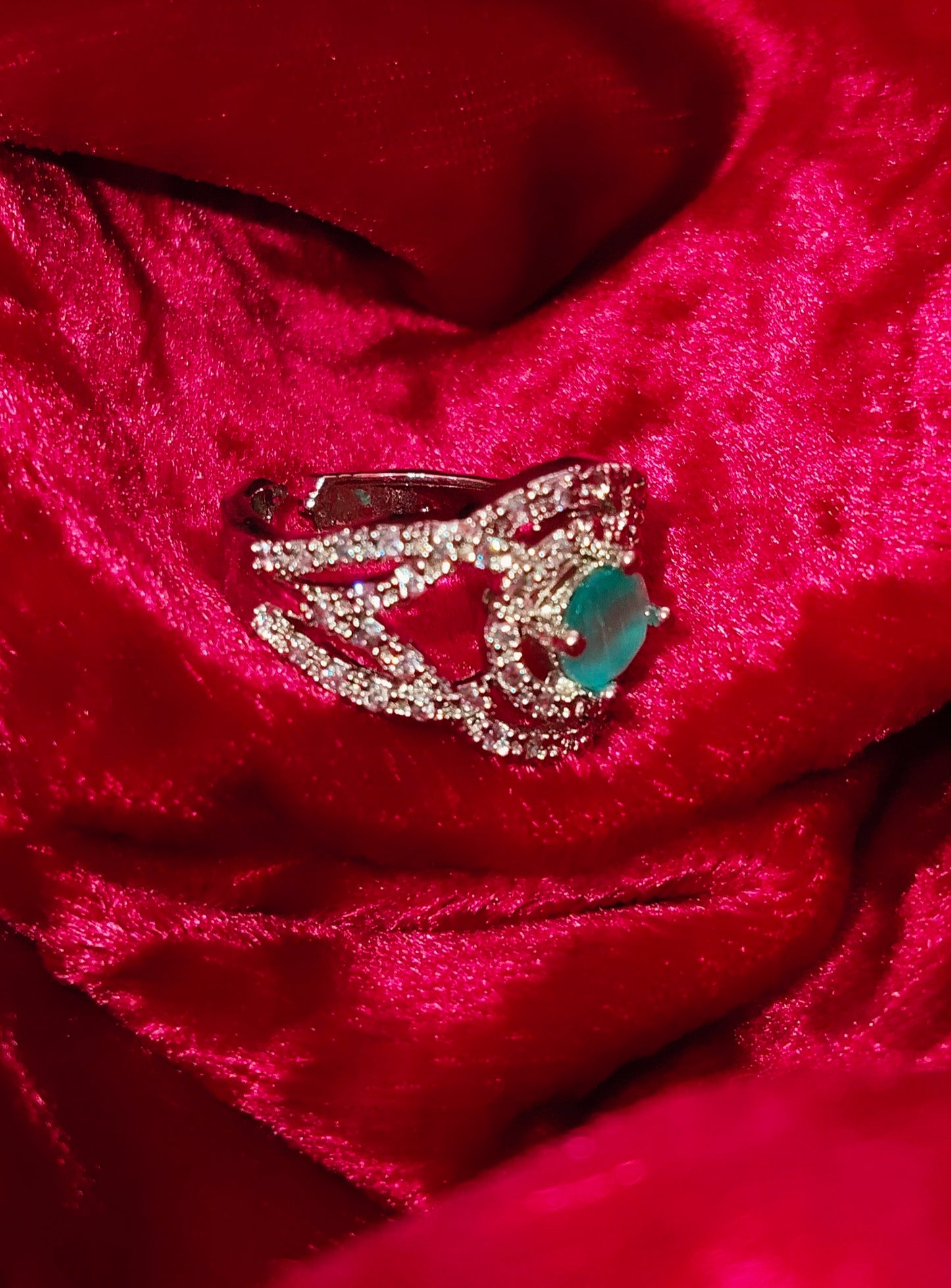 SIVARA Brilliant Lagoon Ring with Aqua Elegance Blue Stone | Eye-Catching Blue CZ Ring for Party and Wedding