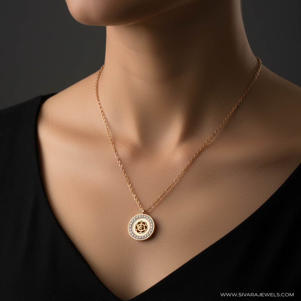 Circular Medallion on Slender Neck