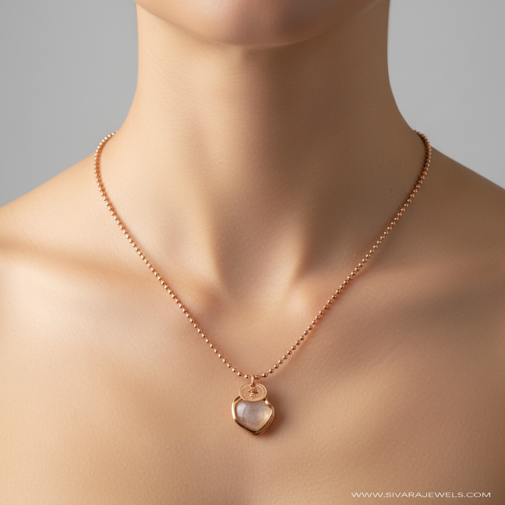 Heart Stone Pendant on Slender Neck