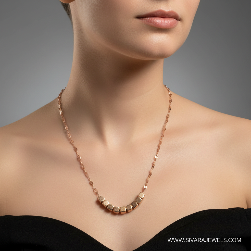 Long Chain with Cube Beads on Slender Neck