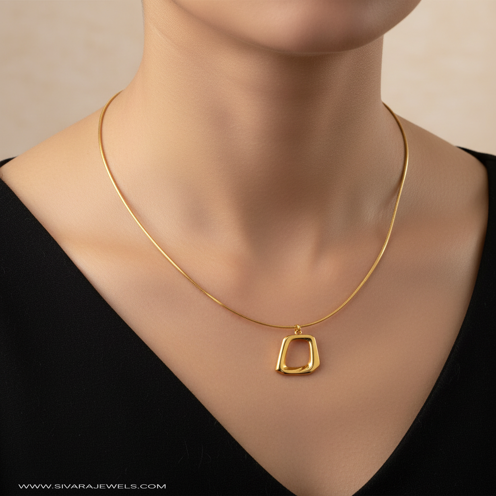 Omega Collar with Hollow Pendant on Slender Neck