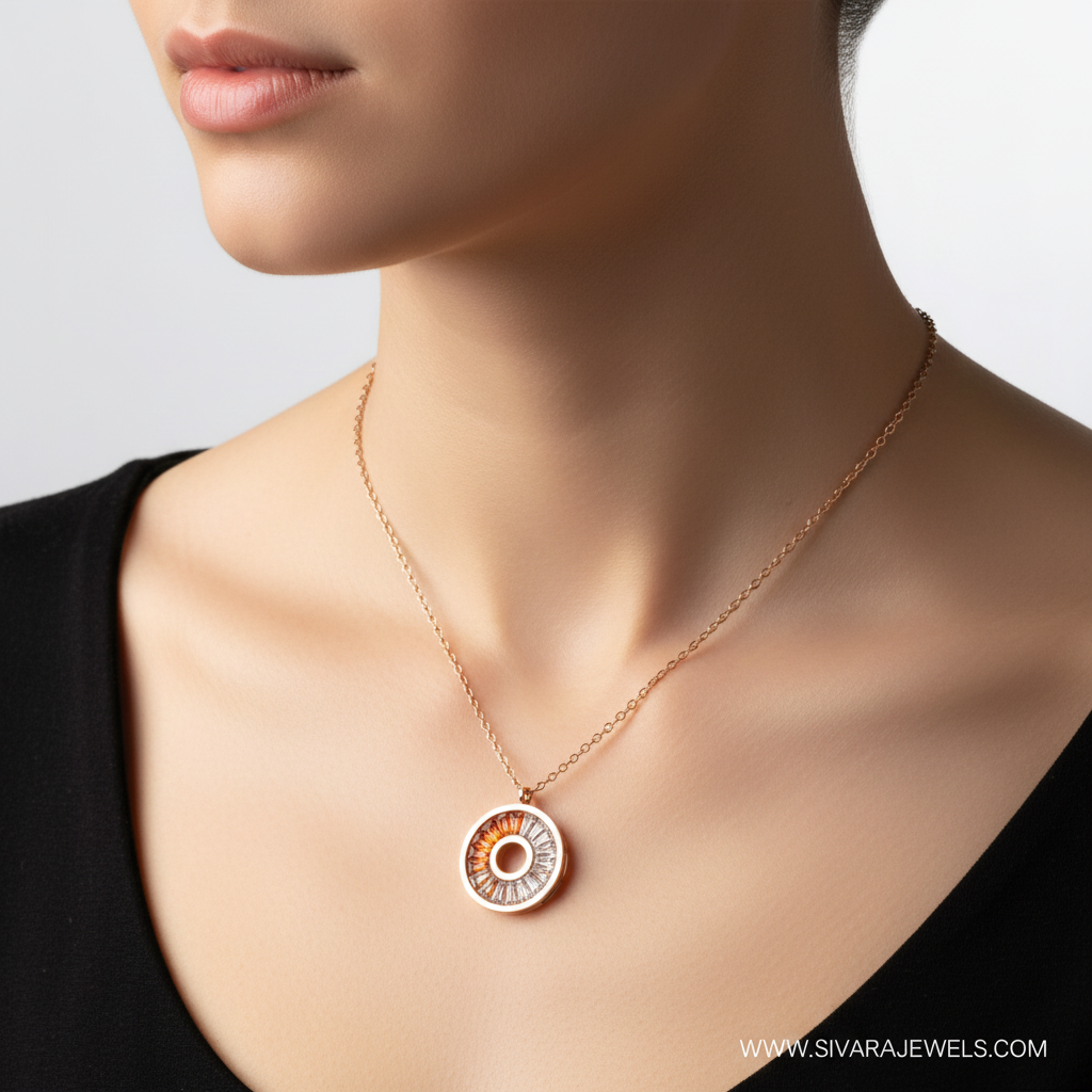 Roman Numeral Disc Pendant on Slender Neck