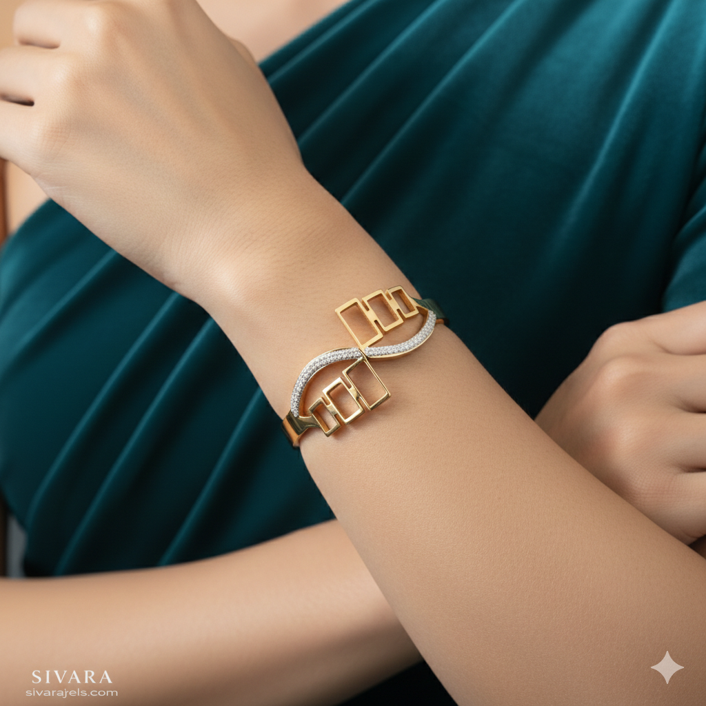 SIVARA Infinity Edge Geometric Bracelet | Gold Anti-Tarnish Dailywear