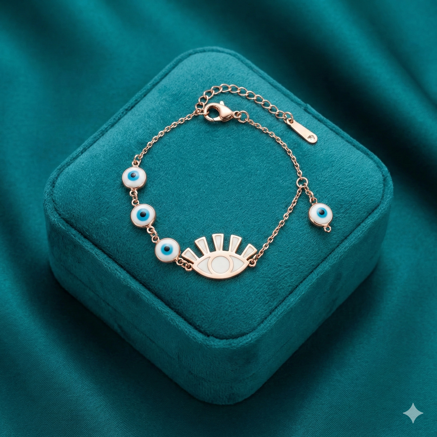 SIVARA Radiant Evil Eye Charm Bracelet | Rose Gold Anti-Tarnish Dailywear