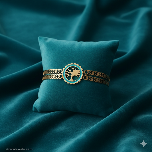 SIVARA Azure Tree of Life Bracelet | Enamel Gold Anti-Tarnish Dailywear