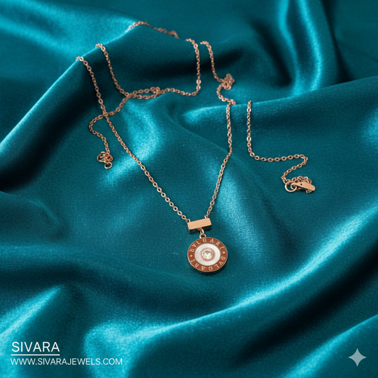 SIVARA Roman Medallion Crystal Pendant Necklace | Gold Anti-Tarnish Dailywear