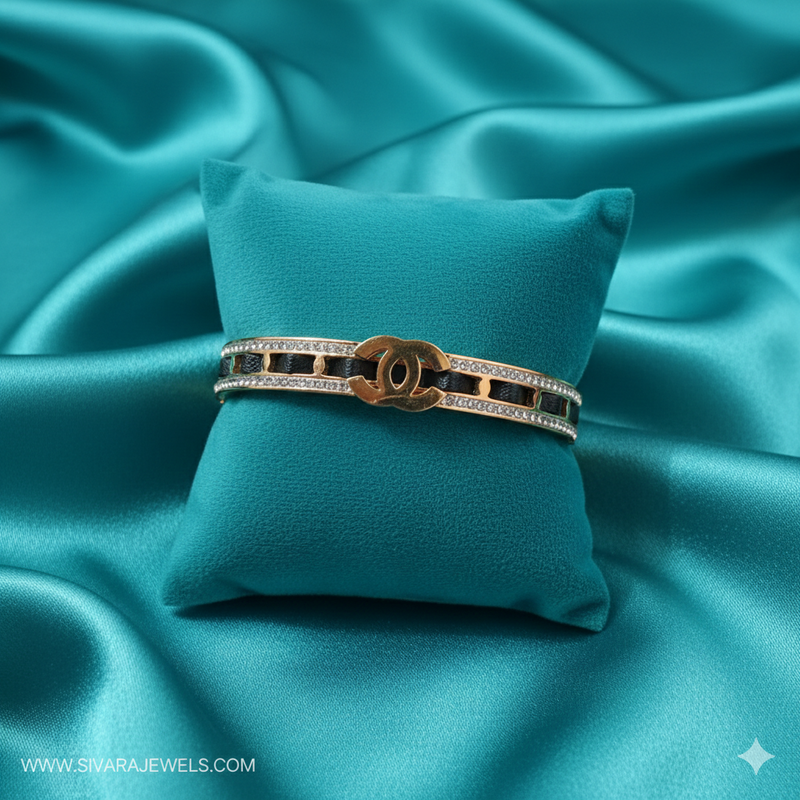 SIVARA Leather Woven Chain Link Luxe Bracelet | Gold Anti-Tarnish Dailywear