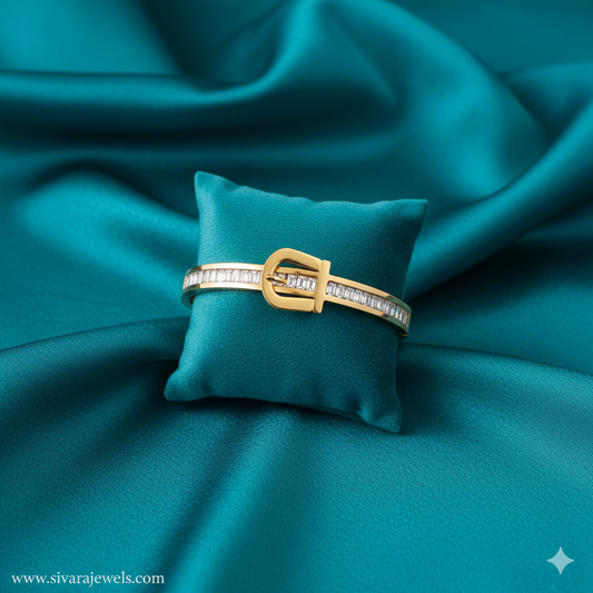 SIVARA Crystal Buckle Statement Bracelet | Gold Anti-Tarnish Dailywear