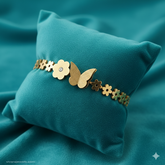 SIVARA Nature’s Bloom 3D Butterfly Bracelet | Engraved Stone Anti-Tarnish Dailywear