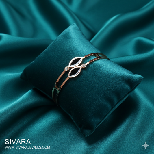 SIVARA Midnight Marquise Dual-Rail Bracelet | Gold Anti-Tarnish Dailywear