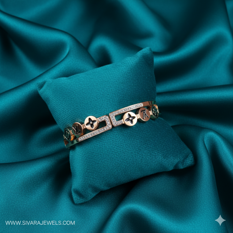 SIVARA Monogram Luxe Bypass Bracelet | Gold Anti-Tarnish Dailywear