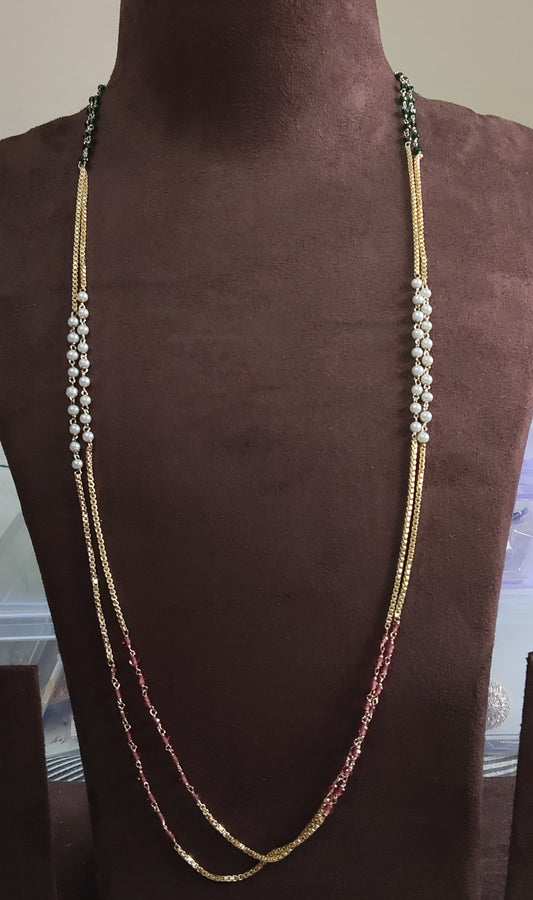 SIVARA 'Mughal Cascade' Pearl Mala | Ethnic Gold-Tone | Long Statement Piece