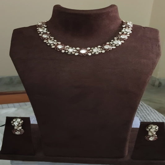 SIVARA 'Maharani Rosette' Kundan Collar | Sunnheri Polki with Ruby Accents | Heritage Wedding Set