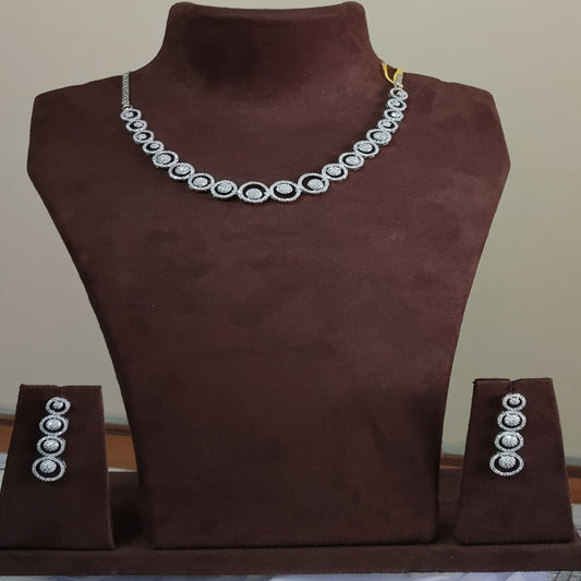 SIVARA 'Eternal Circle' American Diamond Necklace | Pave Halo