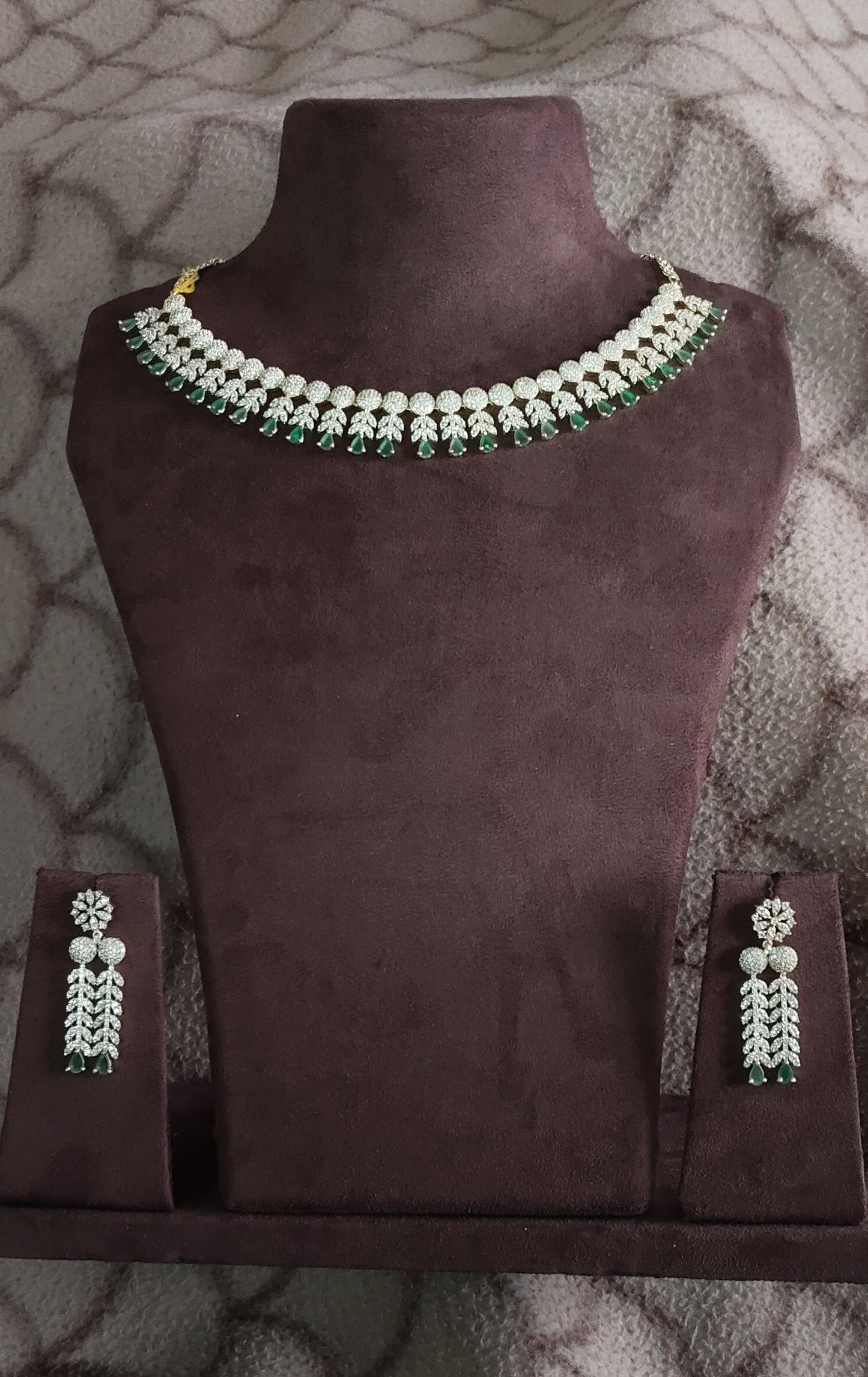 SIVARA 'Panna Moti' Bridal Collar | Emerald Droplet | AD Pave | Royal Bridal Set