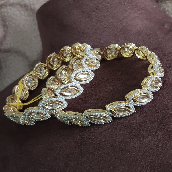 SIVARA Marquise Solitaire Kangan | Antique Gold & Champagne AD Bangles