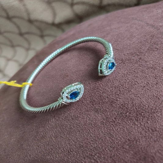 SIVARA Ocean Teardrop Sapphire Cuff Bangle