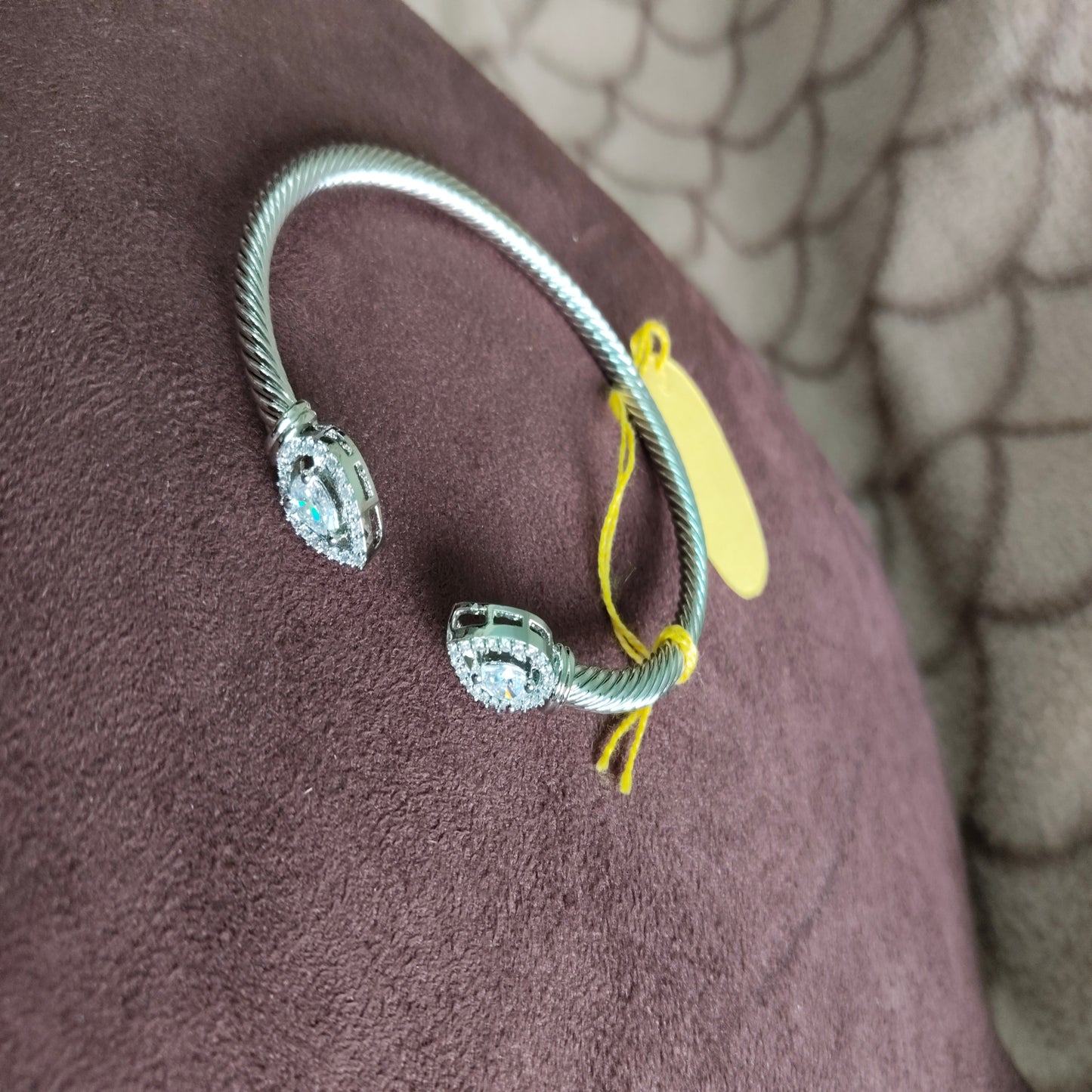 SIVARA 'Marquise Halo' American Diamond Cuff Bracelet