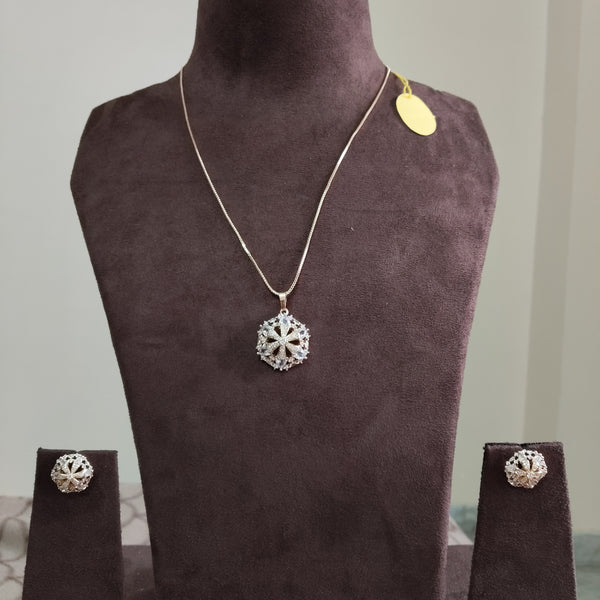 SIVARA Radiance Round AD Pendant Set with Earrings | Real Looking Artificial Jewelry