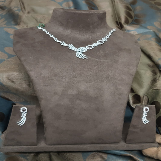 SIVARA Mauve Ribbon Knot Necklace  Set | Violet Pave Drape | Bold Statement Necklace Set