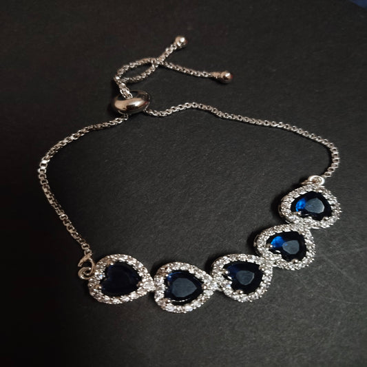 SIVARA 'Sapphire Heartbeat' Halo Bolo Bracelet