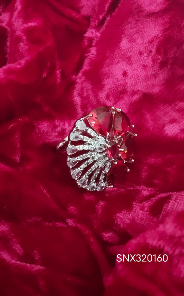 SIVARA Scarlet Fan Luxe Statement Ring | Celestial Blaze Cocktail Ring | Adjustable