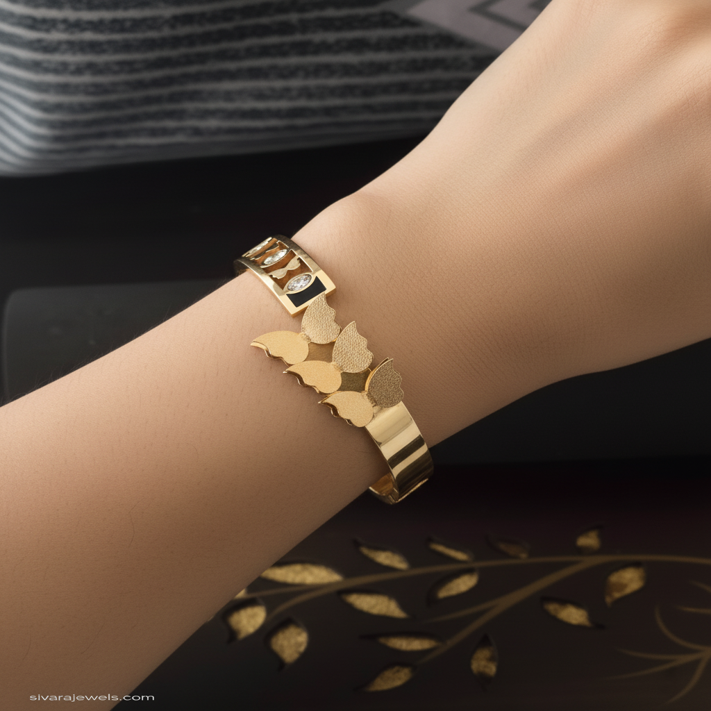 Beautiful slender wrist with butterfly and diamond bracelet