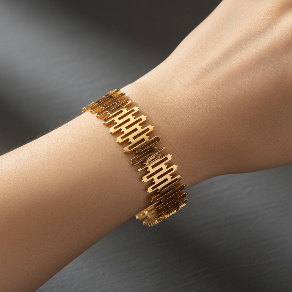 Beautiful slender wrist with geometric ladder bracelet