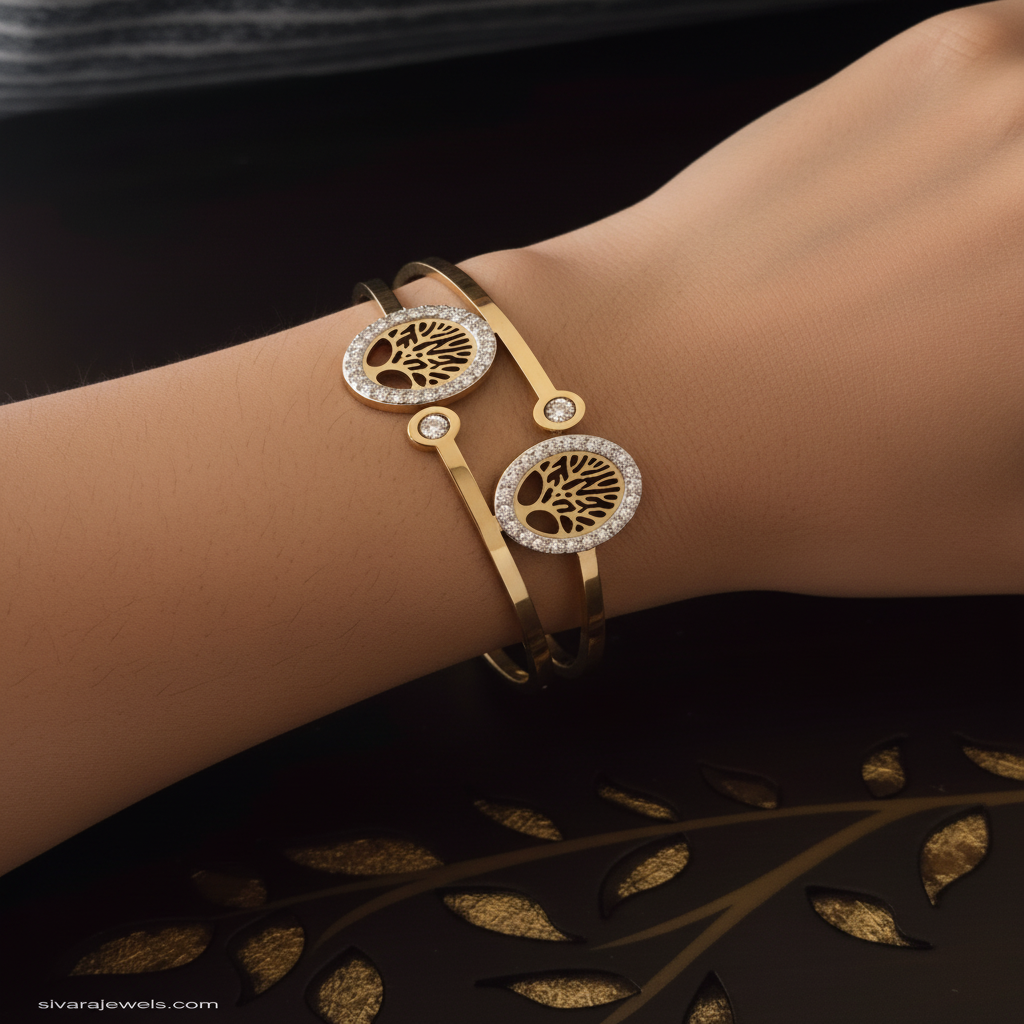 Beautiful slender wrist with medallion and diamond bracelet