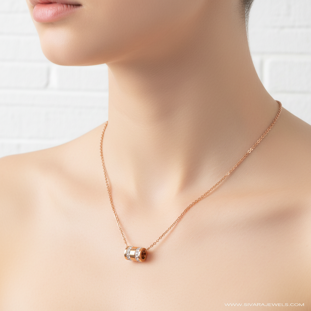 Diamond Barrel Pendant on Slender Neck