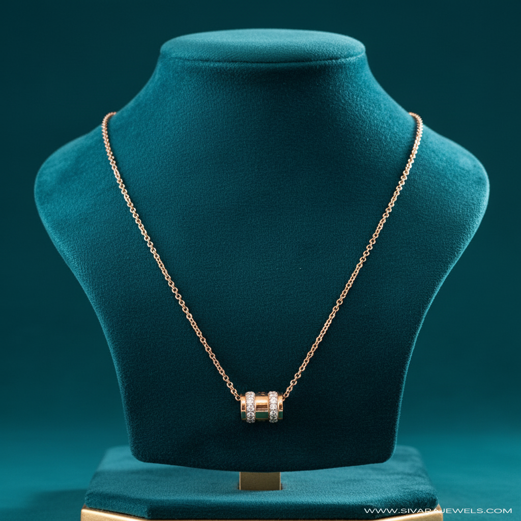 Diamond Barrel Pendant on Teal Velvet