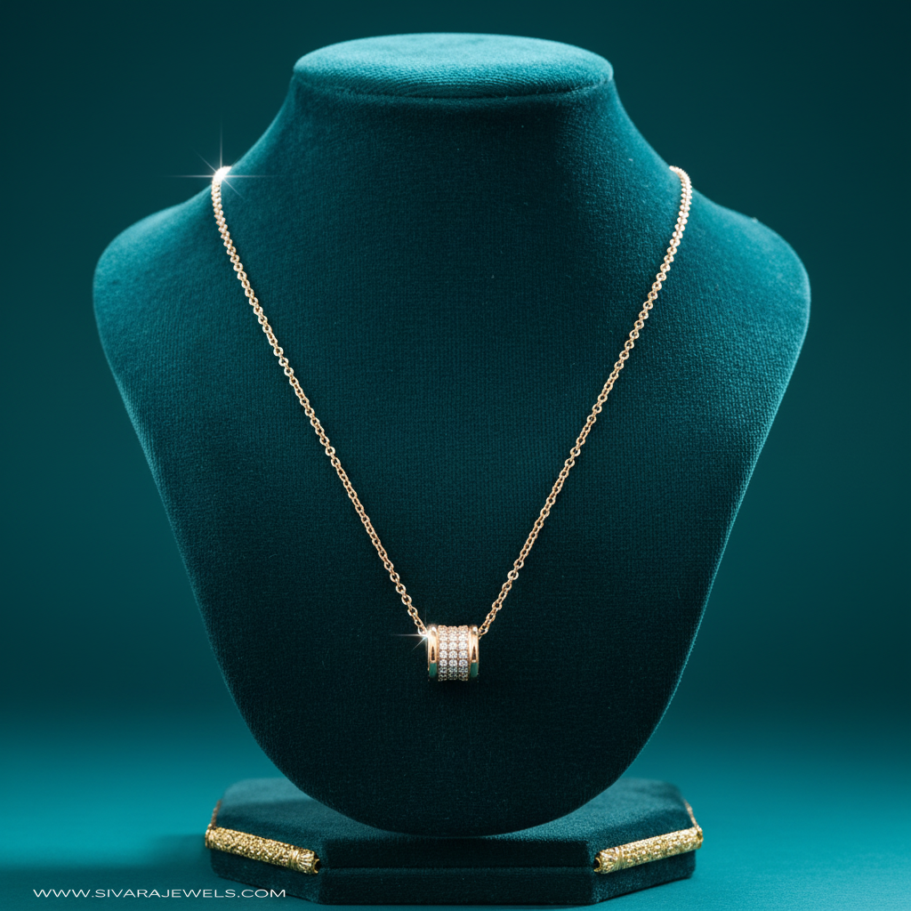 Diamond Barrel Pendant on Teal Velvet