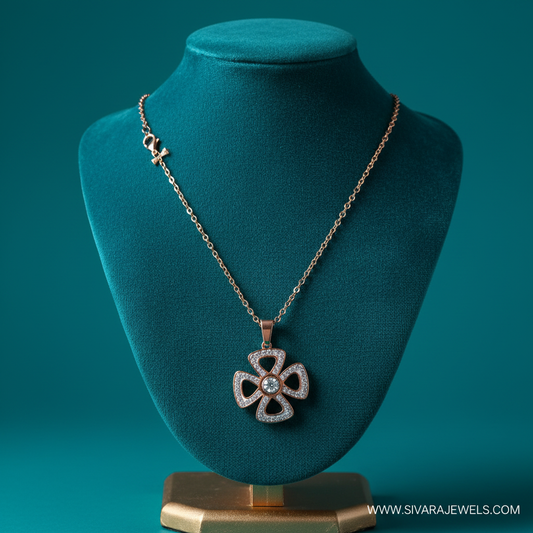 Diamond Clover Pendant on Teal Velvet