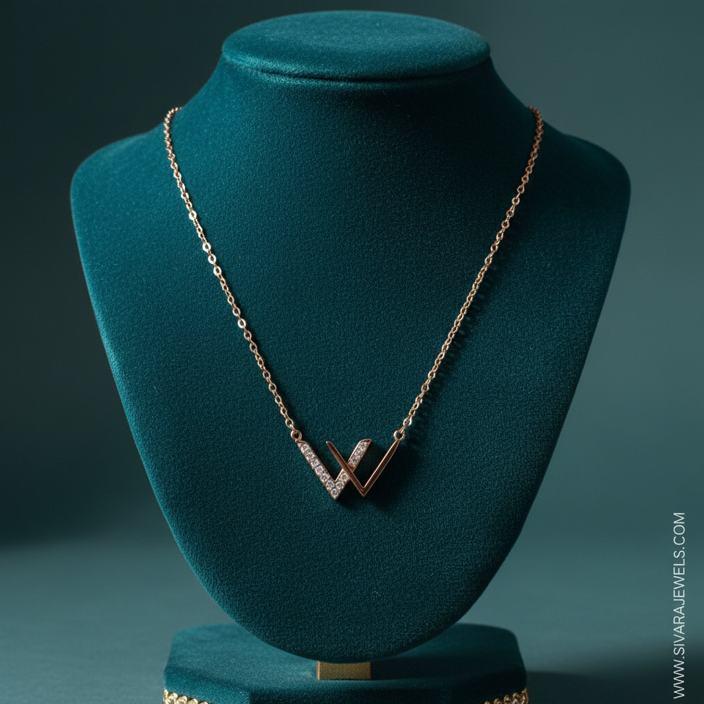 Double Chevron V Pendant on Teal Velvet