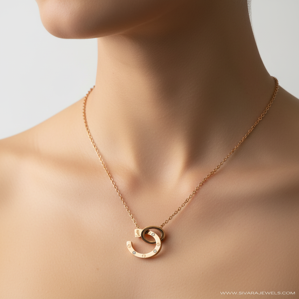 Double Ring S Pendant on Slender Neck