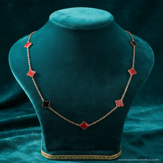 Enamel Clover Charms on Teal Velvet
