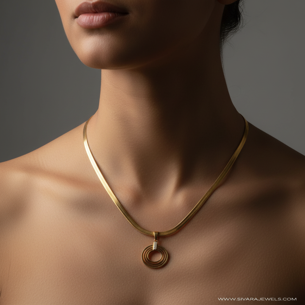 Herringbone Chain on Slender Neck