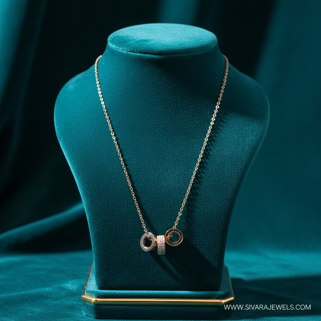 Interlocking Rings on Teal Velvet
