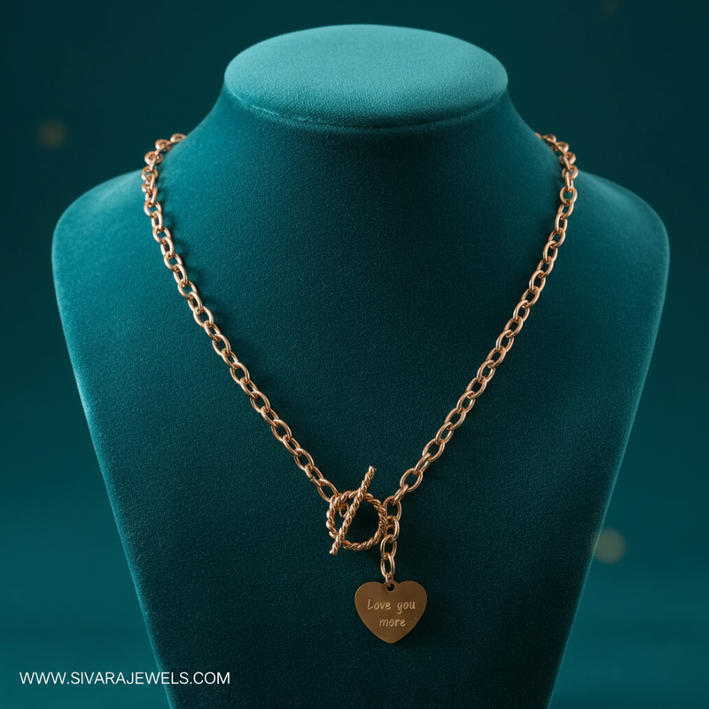 Love You More Heart with Side Chain on Teal Velvet