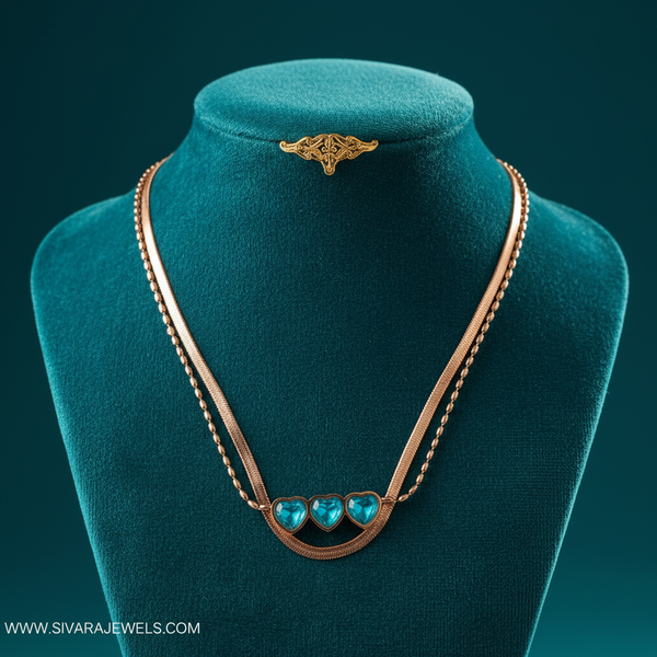 Multi-Strand with Turquoise Hearts on Teal Velvet