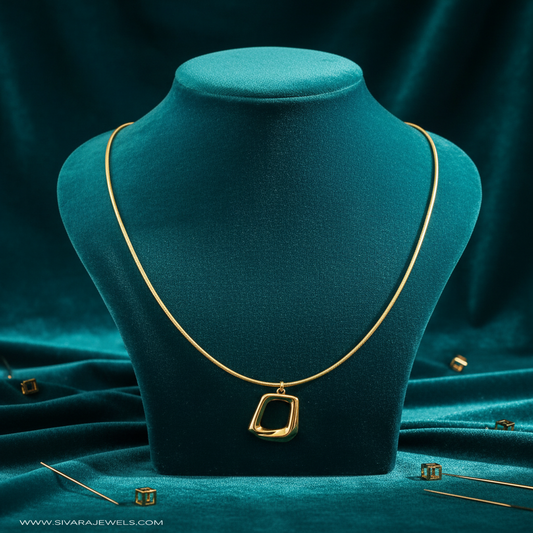 Omega Collar with Hollow Pendant on Teal Velvet