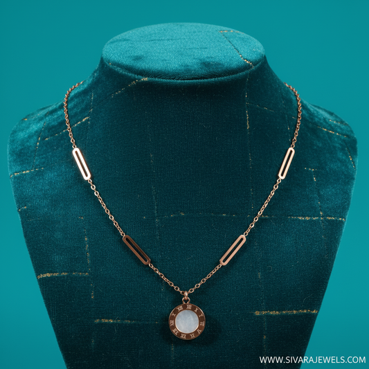 Oval Link with Roman Numeral Ring on Teal Velvet