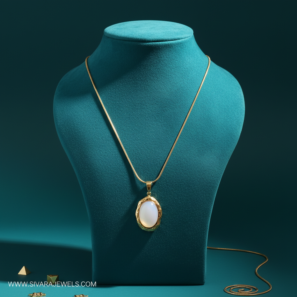 Oval Stone Pendant on Teal Display